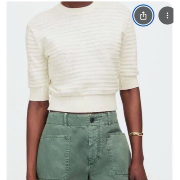 Madewell $78 Textural Stitch Cotton Sweater Lighthouse Size L NU542 - Picture 1 of 16